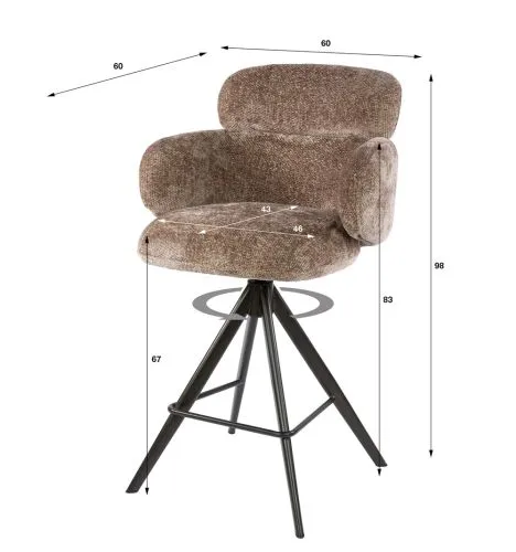 2er Set Barstuhl Milagro | Hoven-Stoff / Chenillegewebe | drehbar | champagne-braun