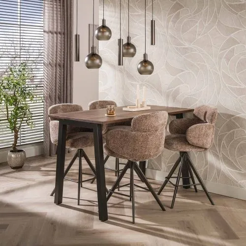 2er Set Barstuhl Milagro | Hoven-Stoff / Chenillegewebe | drehbar | champagne-braun