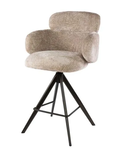 2er Set Barstuhl Milagro | Hoven-Stoff / Chenillegewebe | drehbar | sand-braun