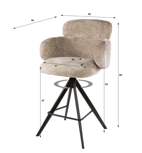 2er Set Barstuhl Milagro | Hoven-Stoff / Chenillegewebe | drehbar | sand-braun