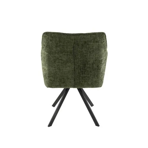 2er Set Stuhl Toik mit Armlehnen | drehbar | Hoven-Stoff / Chenillegewebe | grün