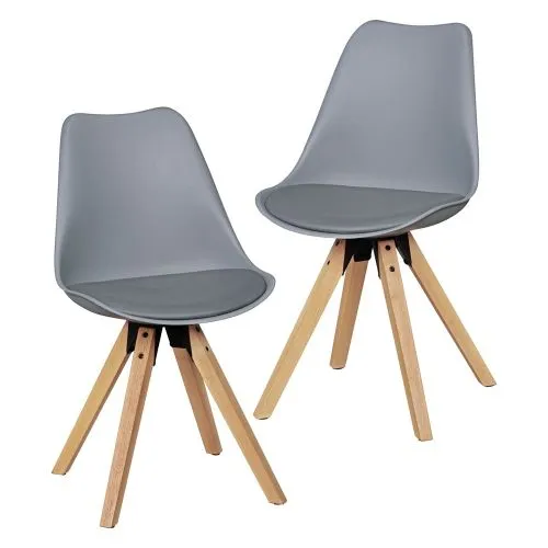 2er Set Esszimmerstuhl LIMA | Kunstleder | grau
