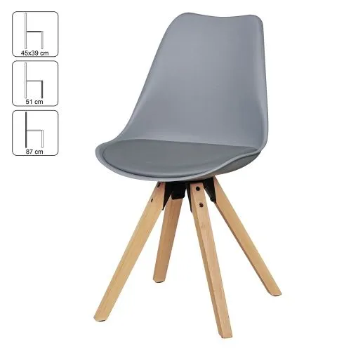 2er Set Esszimmerstuhl LIMA | Kunstleder | grau