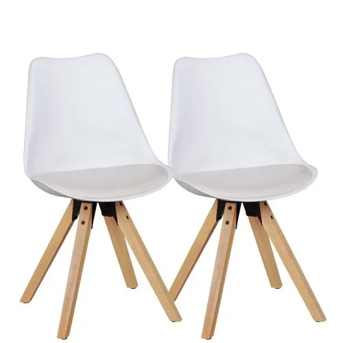 2er Set Esszimmerstuhl LIMA | Kunstleder | weiß