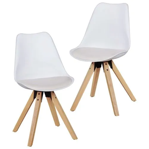 2er Set Esszimmerstuhl LIMA | Kunstleder | weiß