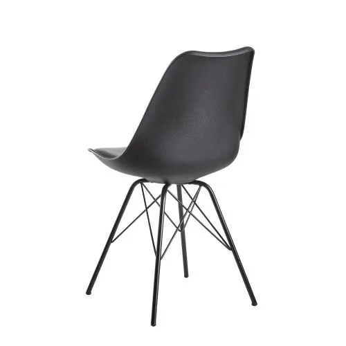2er Set Esszimmerstuhl Velina | mit schwarzen Beinen | Kunstleder | schwarz