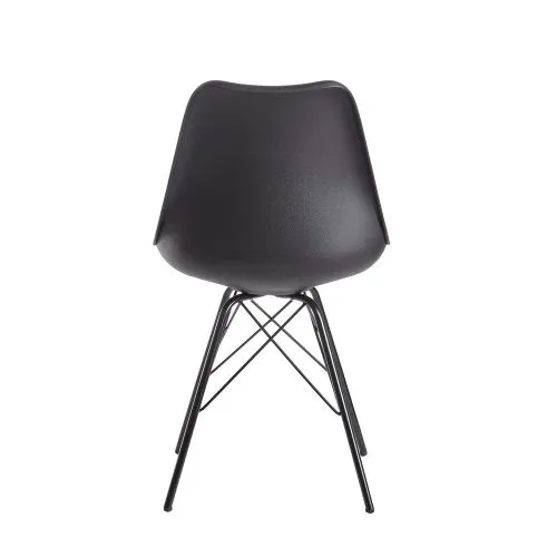 2er Set Esszimmerstuhl Velina | mit schwarzen Beinen | Kunstleder | schwarz