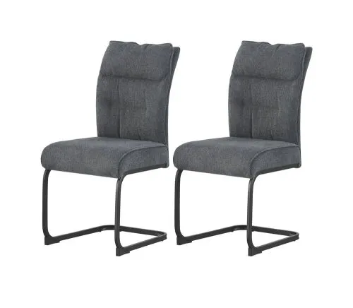2er Set Freischwinger Frieda | Chenille-Optik | anthrazit