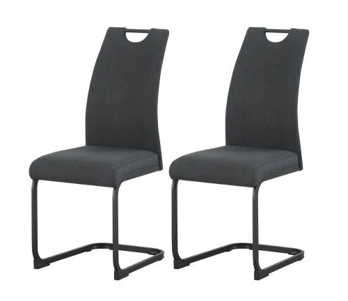 2er Set Freischwinger Hanna | Webstoff | anthrazit