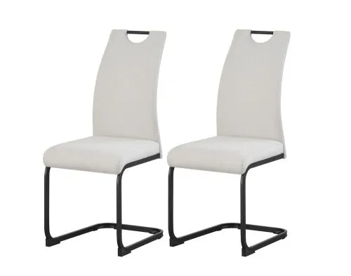 2er Set Freischwinger Hanna | Webstoff | creme