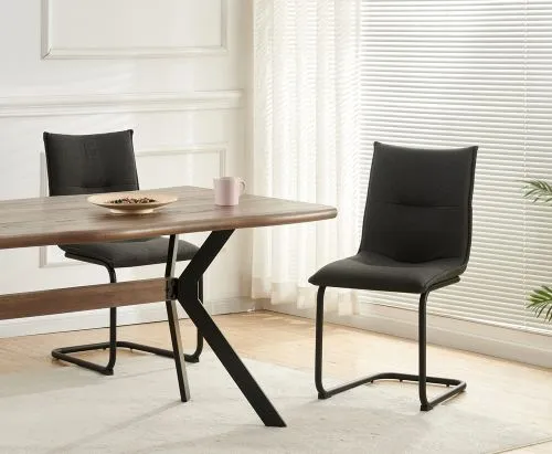 2er Set Freischwinger Sonja | Webstoff | anthrazit