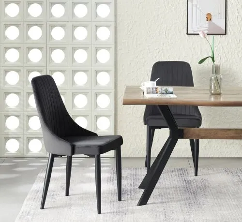 2er Set Stuhl Claudia | Samtbezug | Anthrazit