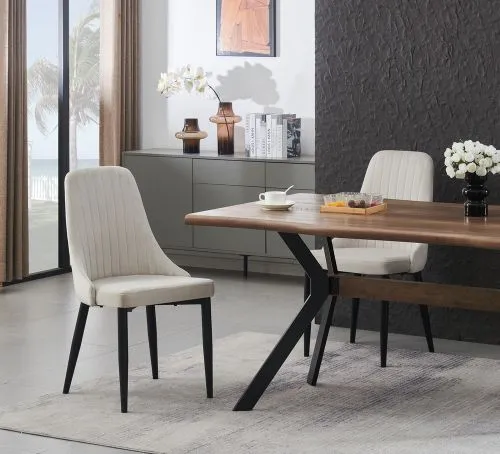 2er Set Stuhl Claudia | Samtbezug | creme