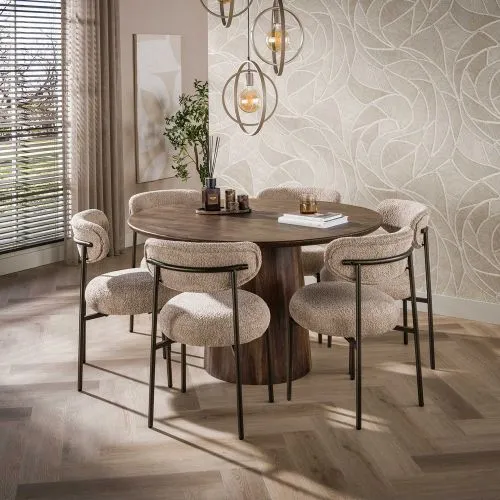 2er Set Stuhl Elysia | Cargo Stoff / Strukturgewebe | sand-braun