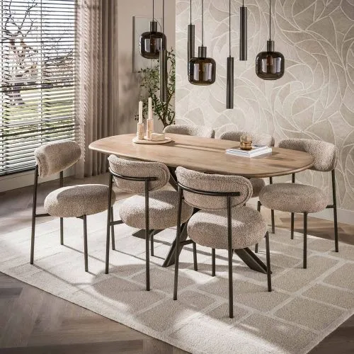 2er Set Stuhl Elysia | Cargo Stoff / Strukturgewebe | sand-braun