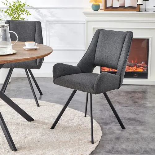 2er Set Stuhl Helen | Webstoff | anthrazit