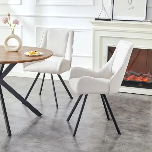 2er Set Stuhl Helen | Webstoff | creme
