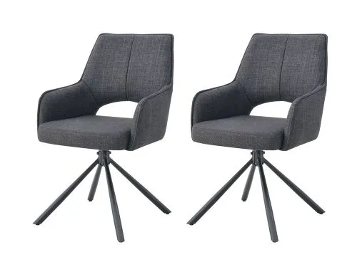 2er Set Stuhl Jana | Webstoff | drehbar | anthrazit