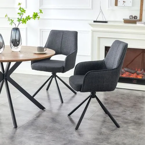 2er Set Stuhl Jana | Webstoff | drehbar | anthrazit