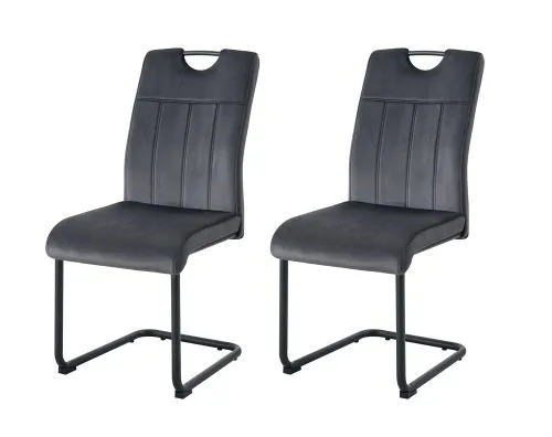 2er Set Stuhl Lisa | Samtbezug | anthrazit