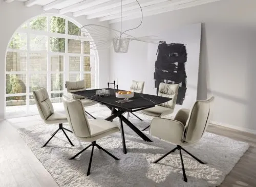 2er Set Stuhl Marin | mit Armlehnen | drehbar | cappuccino