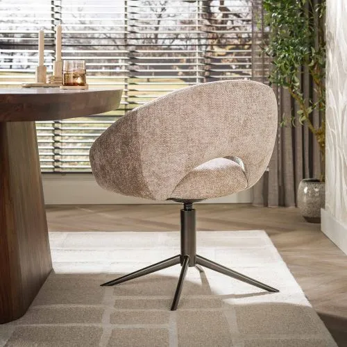 2er Set Stuhl Mirabel | drehbar | Hoven Stoff / Chenille | sand-braun