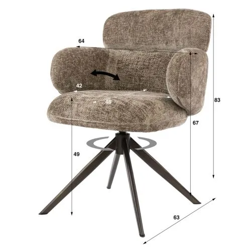 2er Set Stuhl Milagro | Hoven-Stoff / Chenillegewebe | drehbar | champagne-braun