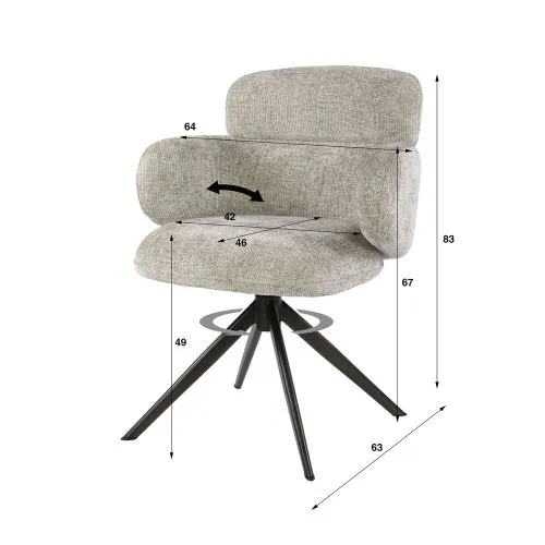 2er Set Stuhl Milagro | Hoven-Stoff / Chenillegewebe | drehbar | sand-braun