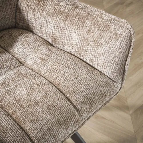 2er Set Stuhl Toik mit Armlehnen | drehbar | Hoven-Stoff / Chenillegewebe | Champagne