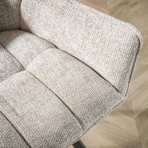 2er Set Stuhl Toik mit Armlehnen | drehbar | Hoven-Stoff / Chenillegewebe | sand
