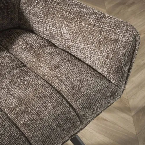 2er Set Stuhl Toik mit Armlehnen | drehbar | Hoven-Stoff / Chenillegewebe | taupe