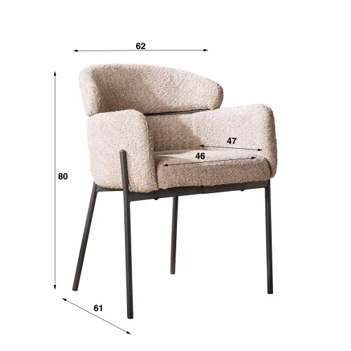 2er Set Stuhl Tura | Boucle Stoff | sandfarben