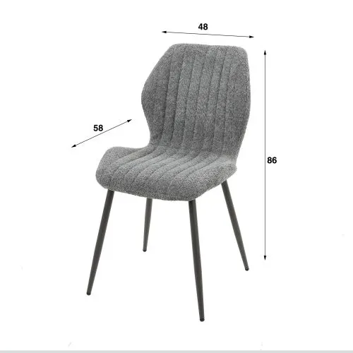 4er Set Stuhl Aponi | Boucle Stoff | grau