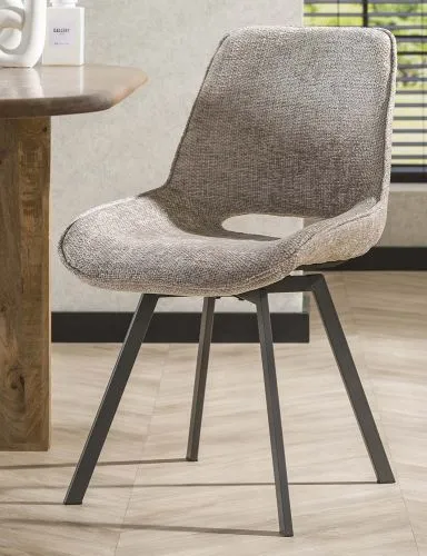 4er Set Stuhl Basi | drehbar | Chenille-Stoff | sandfarbe