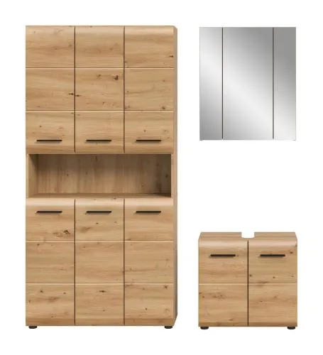 Bad Set Ice 10 | 3-teilig | Artisan Oak mit Badaufsatzleuchte