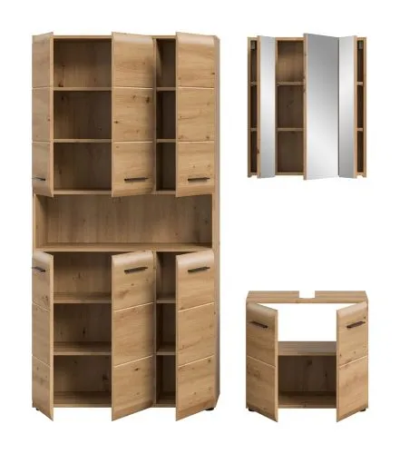 Bad Set Ice 10 | 3-teilig | Artisan Oak mit Badaufsatzleuchte