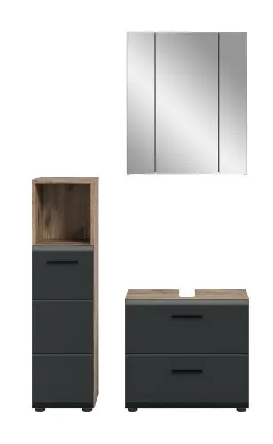 Bad Set Ice 2 | 3-teilig | Nox Oak / schwarz matt ohne