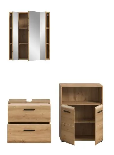 Bad Set Ice 3 | 3-teilig | Artisan Oak mit Badaufsatzleuchte