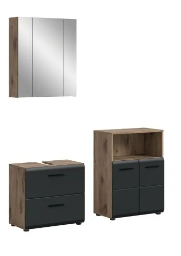 Bad Set Ice 3 | 3-teilig | Nox Oak / schwarz matt ohne 1