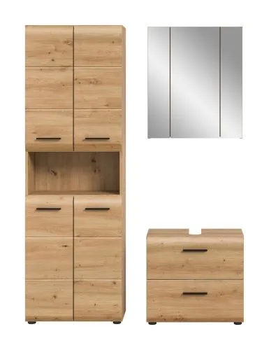 Bad Set Ice | 3-teilig | Artisan Oak mit Badaufsatzleuchte