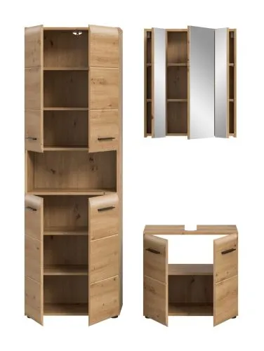 Bad Set Ice | 3-teilig | Artisan Oak ohne Badaufsatzleuchte