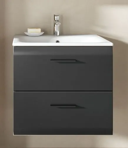Bad Set Ice 3a | 2-teilig | Nox Oak / schwarz matt | inkl. Waschbecken