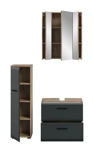 Bad Set Ice 3a | 3-teilig | Nox Oak / schwarz matt