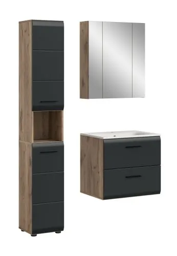 Bad Set Ice 5 | 3-teilig | Nox Oak / schwarz matt ohne