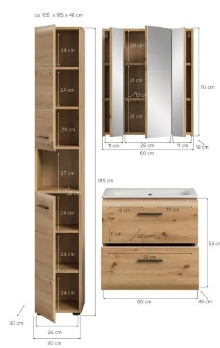 Bad Set Ice 5a | 3-teilig | Artisan Oak