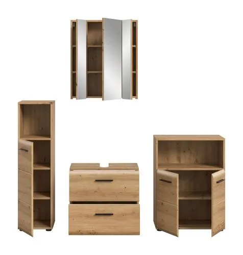 Bad Set Ice 8 | 4-teilig | Artisan Oak ohne Aufsatzleuchte