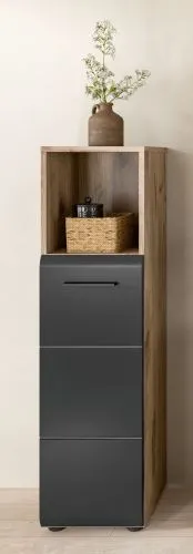 Bad Set Ice 8 | 4-teilig | Nox Oak / schwarz matt mit Aufsatzleuchte