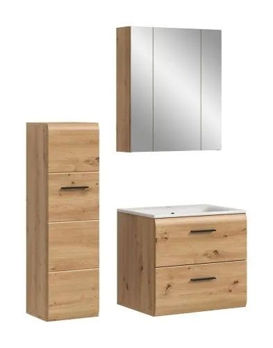 Bad Set Ice 9 | 3-teilig | Artisan Oak mit Badaufsatzleuchte