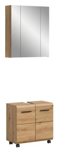 Bad Set Ice auf Rollen | 2-teilig | Artisan Oak ohne Aufsatzleuchte
