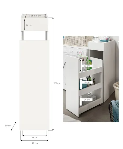 Badezimmer Kommode | Ausziehregal l Free | weiß